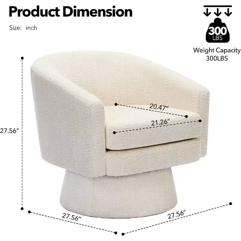 Swivel Accent Chair, 360 Chenille Swivel Lounge Reading Chair, Modern Single Sofa Lounge Armchair w/Storage Space for Living Room Bedroom