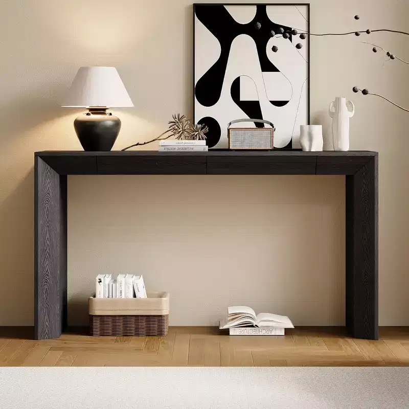 Whisen 60 Farmhouse Console Table with 2 Drawers