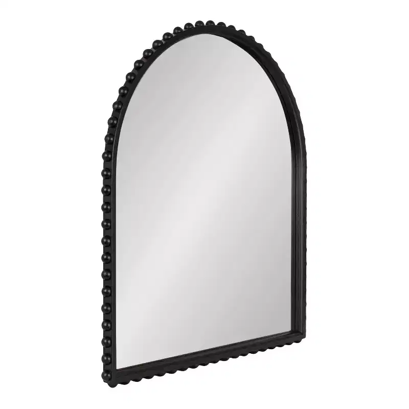 Kate and Laurel Beadbrook Arched Wall Mirror, Black, 28x32