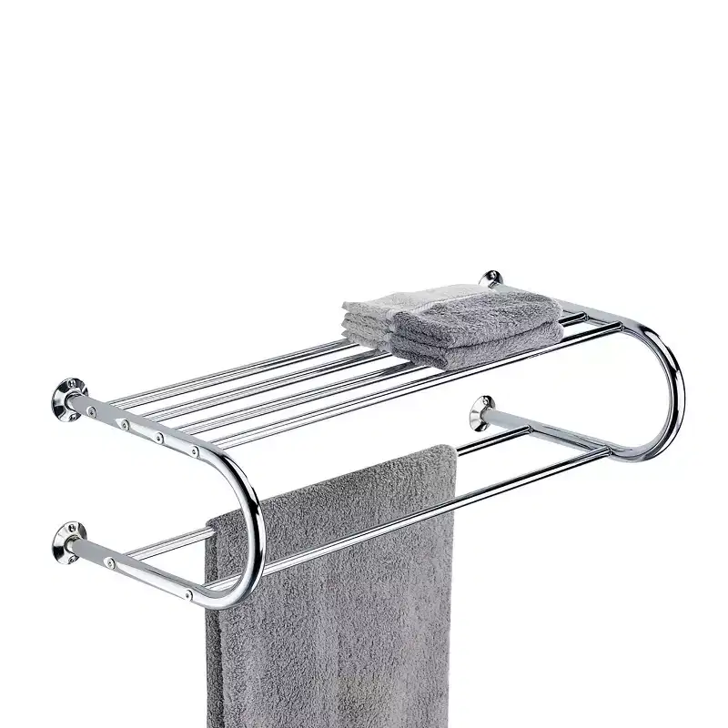 Wall Mounting Towel Bar and Shelf, Chrome Finish
