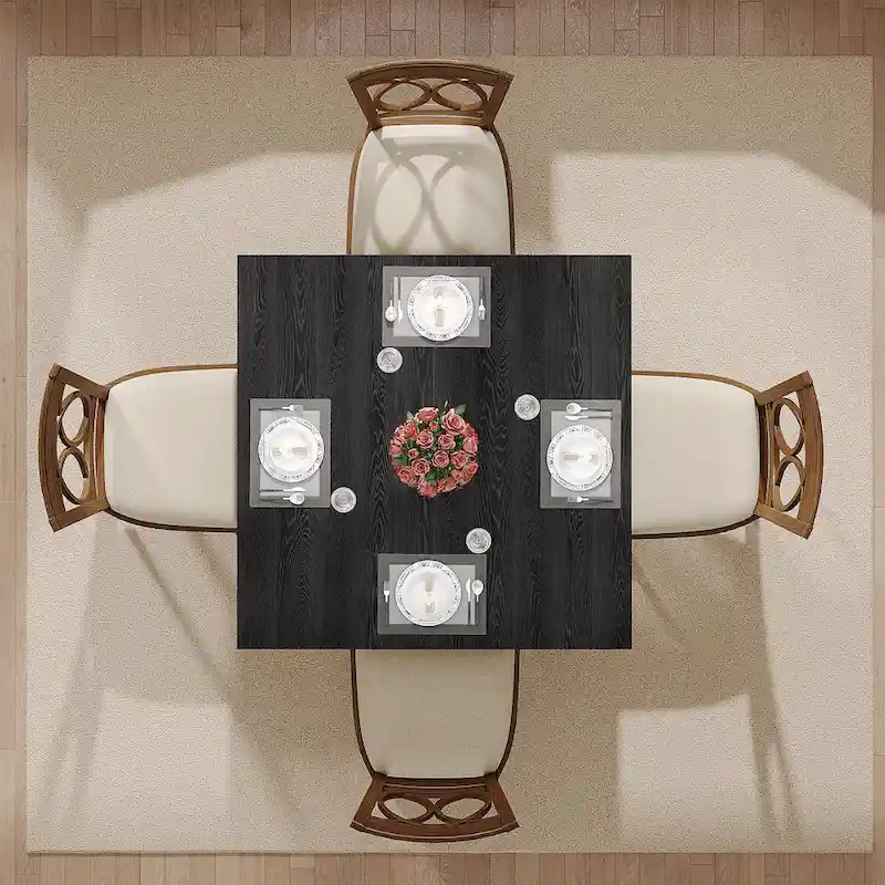Country Rustic Square Dining Table with Solid Wood Legs - 39.4D x 39.4W x 30H
