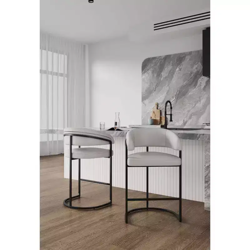 Manhattan Comfort Set of 2 Augusta Modern Leatherette Upholstered Counter Height Barstools