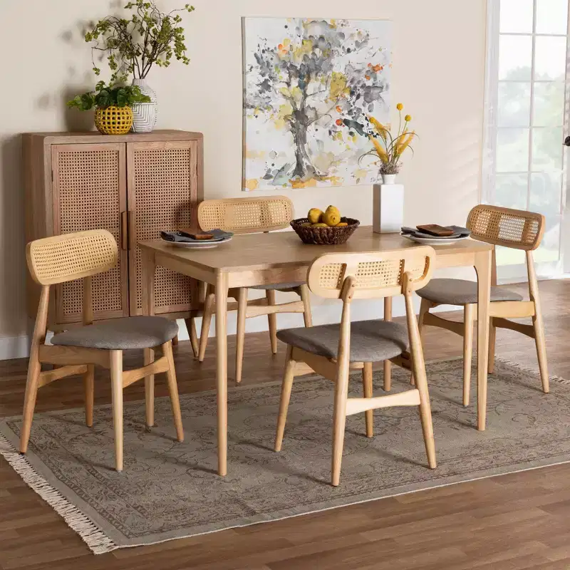 Baxton Studio Tarana Mid-Century Modern Wood 5-Piece Dining Set