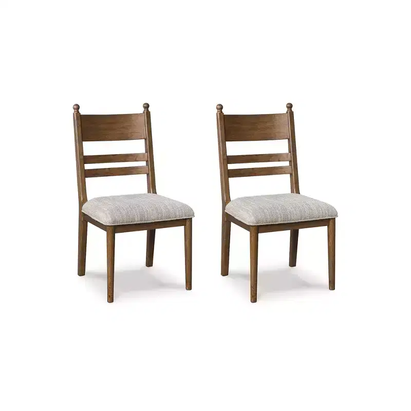 Signature Design by Ashley Chadworth Dining Upholstered Side Chairs, Set of 2, Brown Wood Frame with Polyester Seat