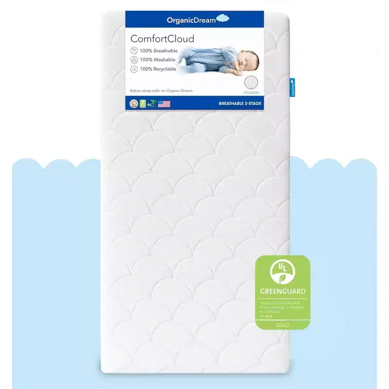 Organic Dream ComfortCloud 2-Stage Crib & Toddler Mattress in White