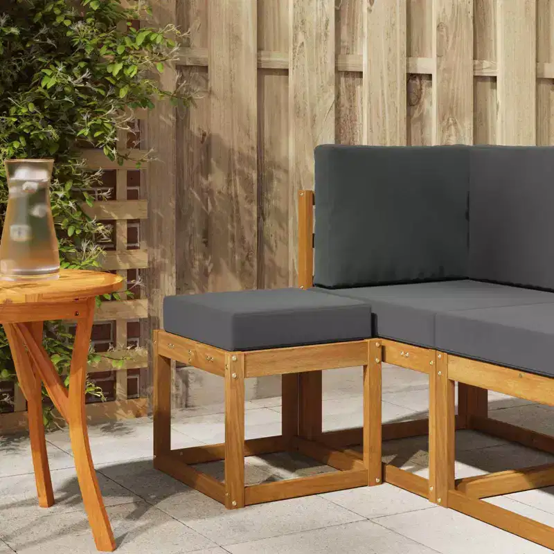 Stool Bench Natural and Anthracite 16.93 x 16.93 x 14.57 in