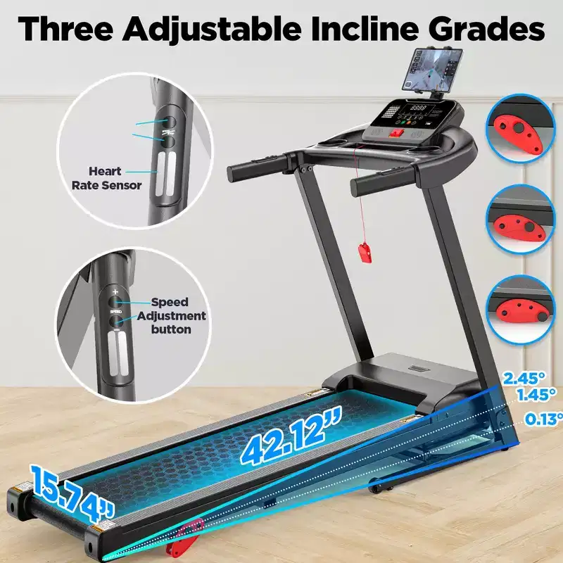 3.75HP 4 in 1 Electric Treadmill Walking Jogging Machine W/ HiFi Bluetooth Speaker, 3-level Incline, 7.5MPH