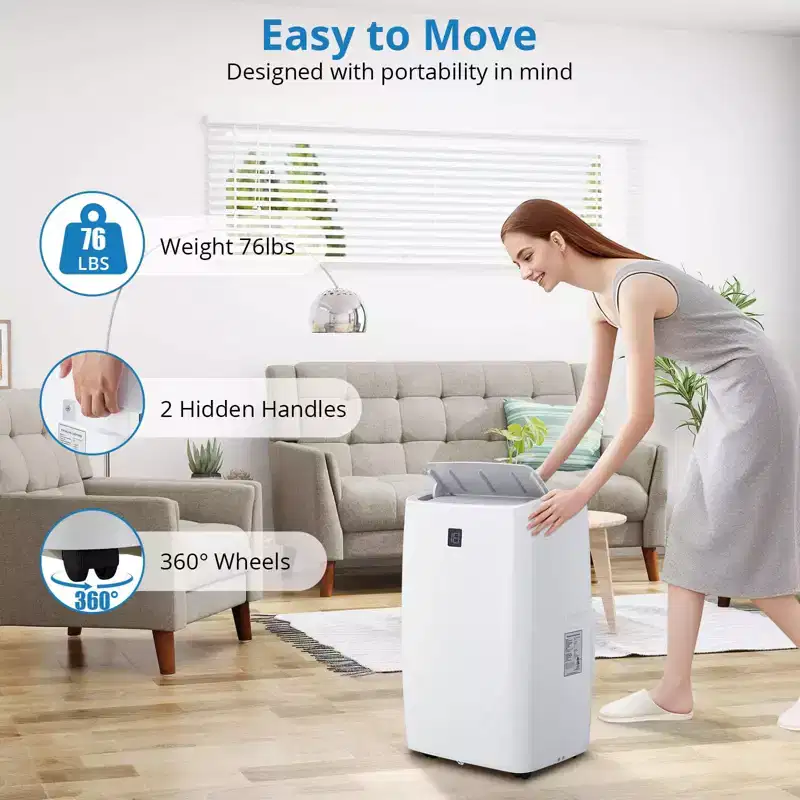 Portable Air Conditioners, 14000 BTU Portable AC, Cools up to 750 Sq. Ft 3-in-1 Mobile AC for Room with Dehumidifier Fan Sleep Mode, 24H Timer