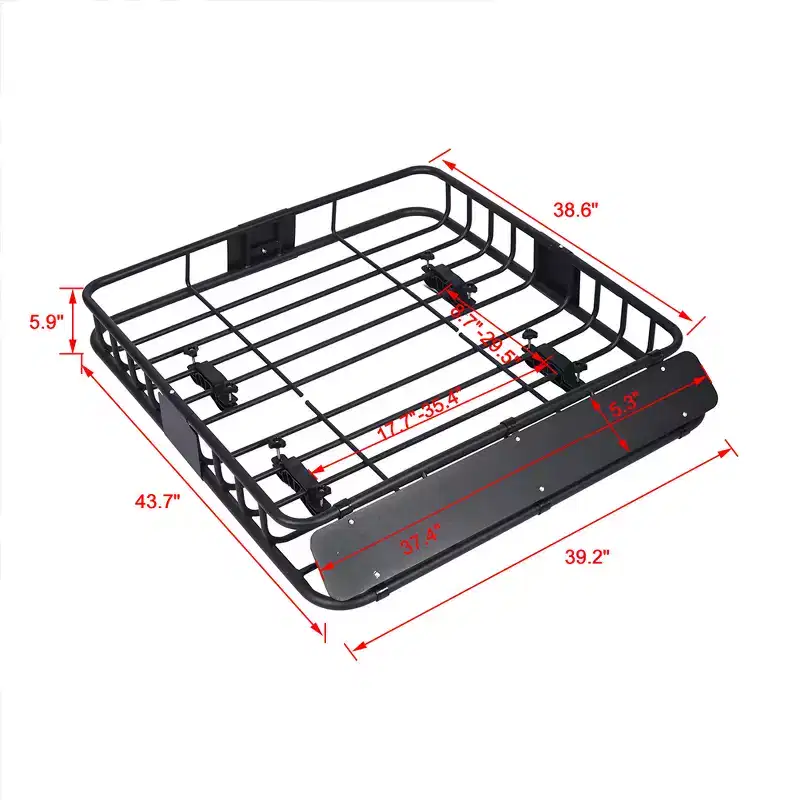 150LB Heavy Duty Roof Rack Basket, 39.2x43.7 Universal Roof Rack Cargo Carrier Basket Rooftop Luggage Holder Weather Resistant Top Mount Cargo Rack