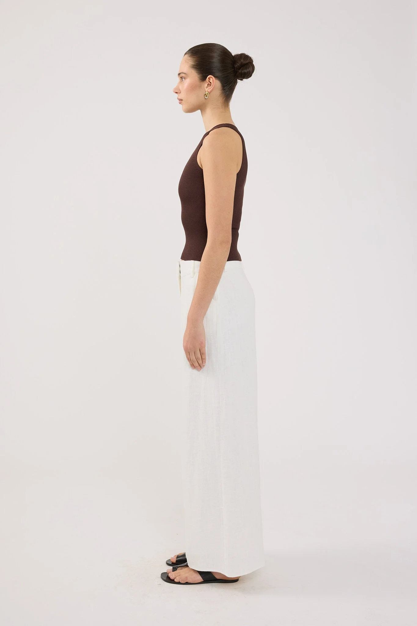 Low Rise Linen Pant White