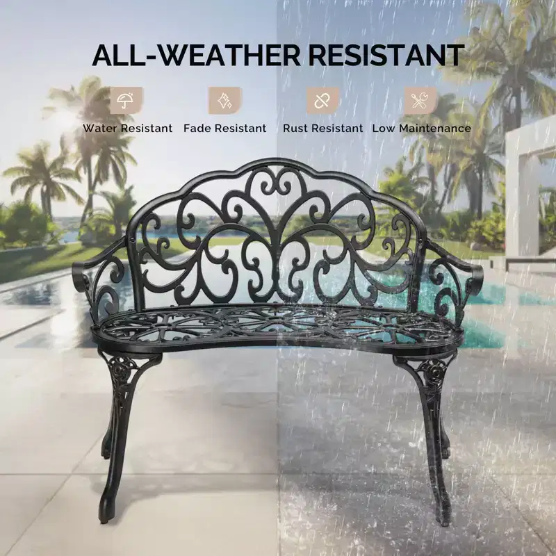 Karl Home | 38.5-Inch Cast Aluminum Garden Bench