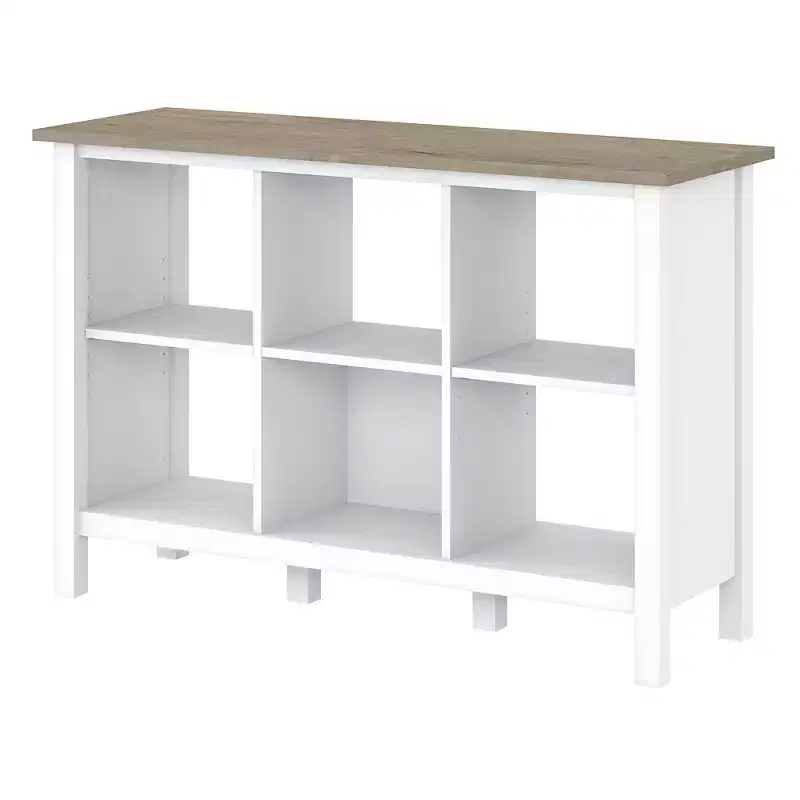 30" 6 Cube Mayfield Bookshelf Shiplap Gray/Pure White - Bush Furniture: Modern Farmhouse Organizer, MDF Laminate