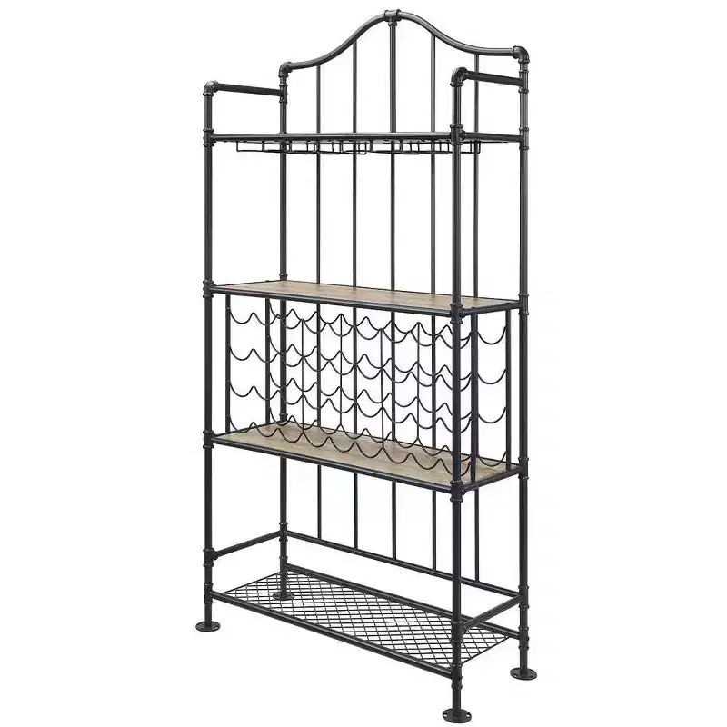 Edina 39" Wine Racks Oak and Sandy Black - Acme Furniture