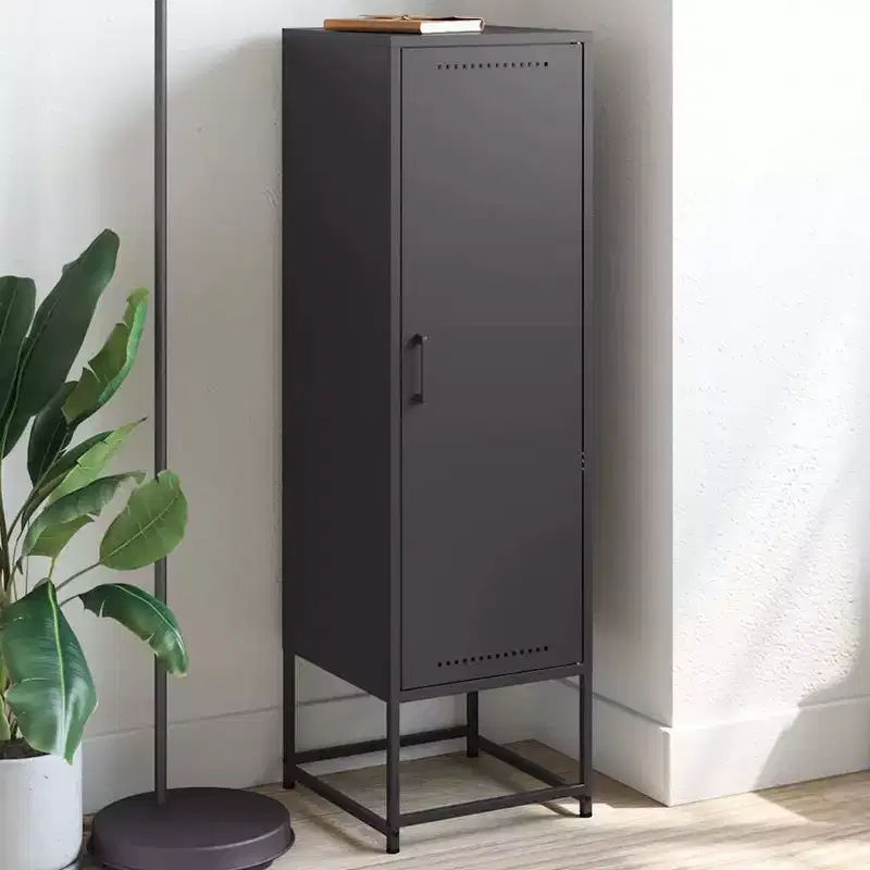 vidaXL Highboard Black Steel Medium Highboard Rectangular Industrial