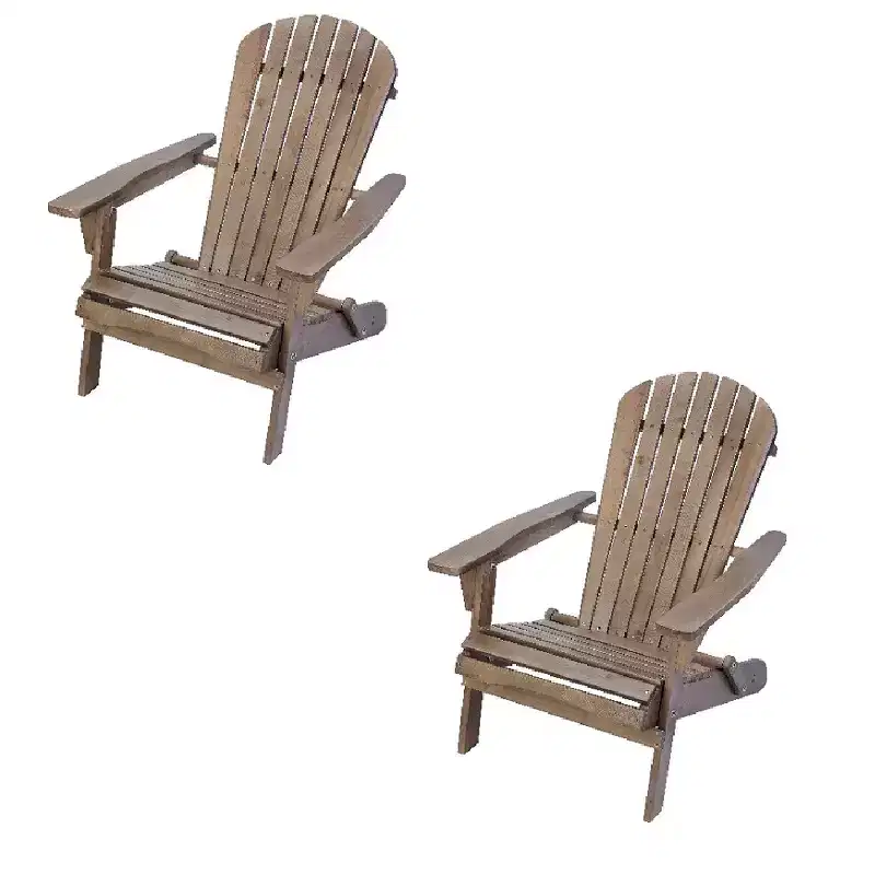 Grand Collection Folding Large Size Adirondack Chair Pine Wood, Dark Brown