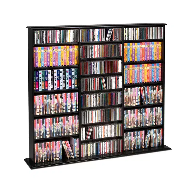 Triple Width Wall Storage Unit – 24 Adjustable Shelves, Holds 960 CDs or 405 DVDs