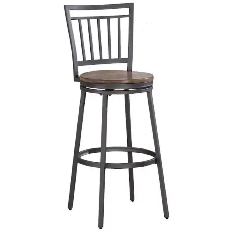 25 Metal Swivel Stool Slate Grey Golden Oak Seat