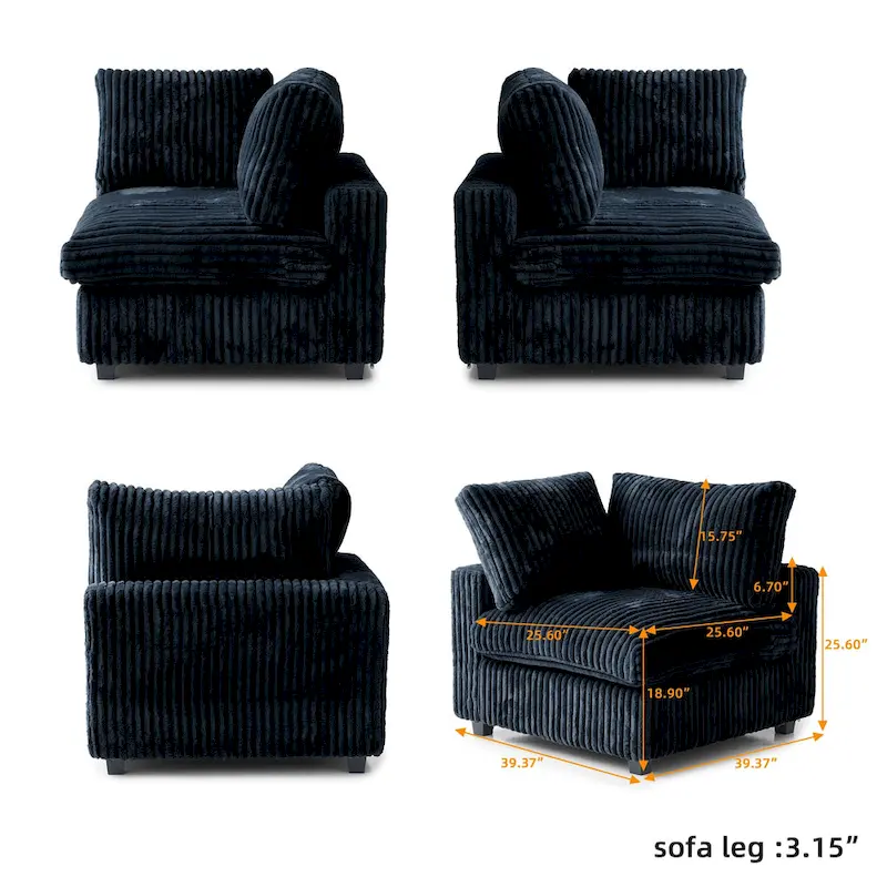 Soft Plush Modular Sectional Sofa Modern Upholstered Living Room Couch