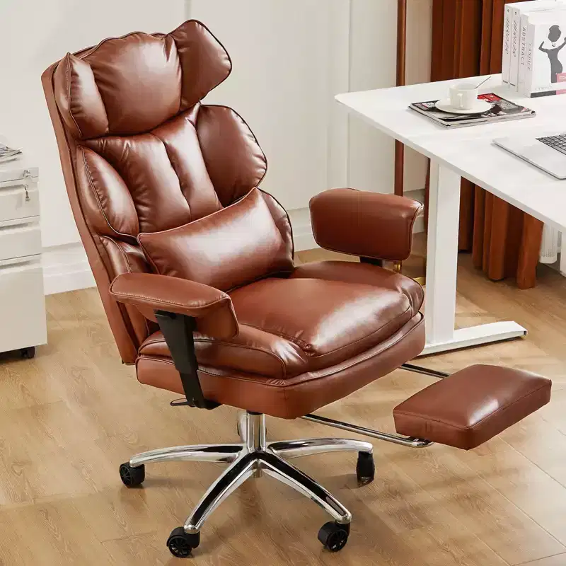 Executive PU Leather Chair: Ergonomic, Swivel, with Footrest