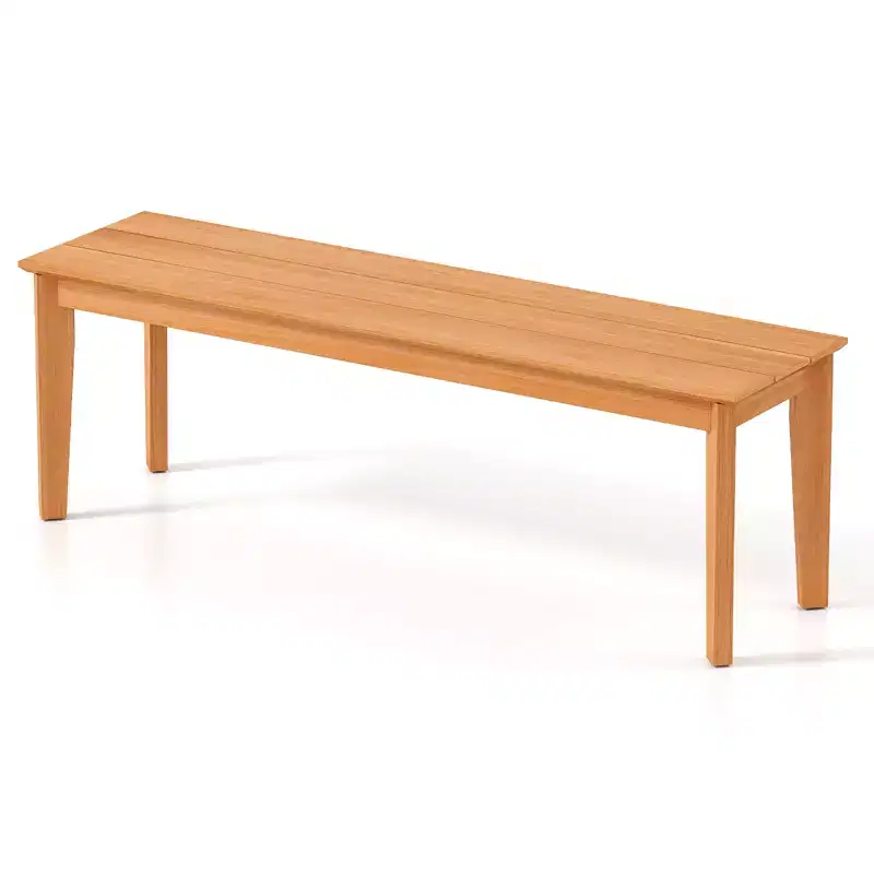 Costway 55 Teak Wood Bench 3-Person Backless Seating w/ 880 LBS Weight Capacity