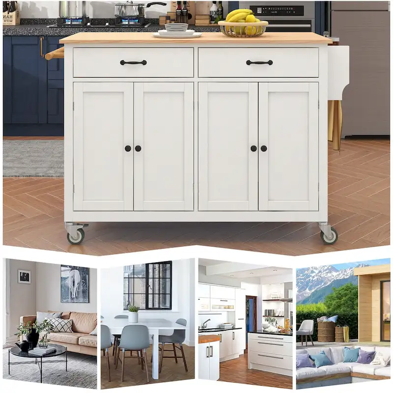 Kitchen Island Finish with Wood Top Kitchen Cart