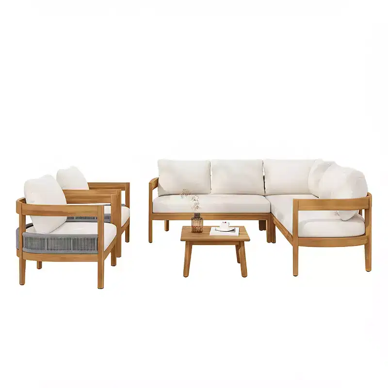Christopher Knight Home Isolde Rustic Patio Rattan Acacia Wood Seating Set with Slatted Coffee Table