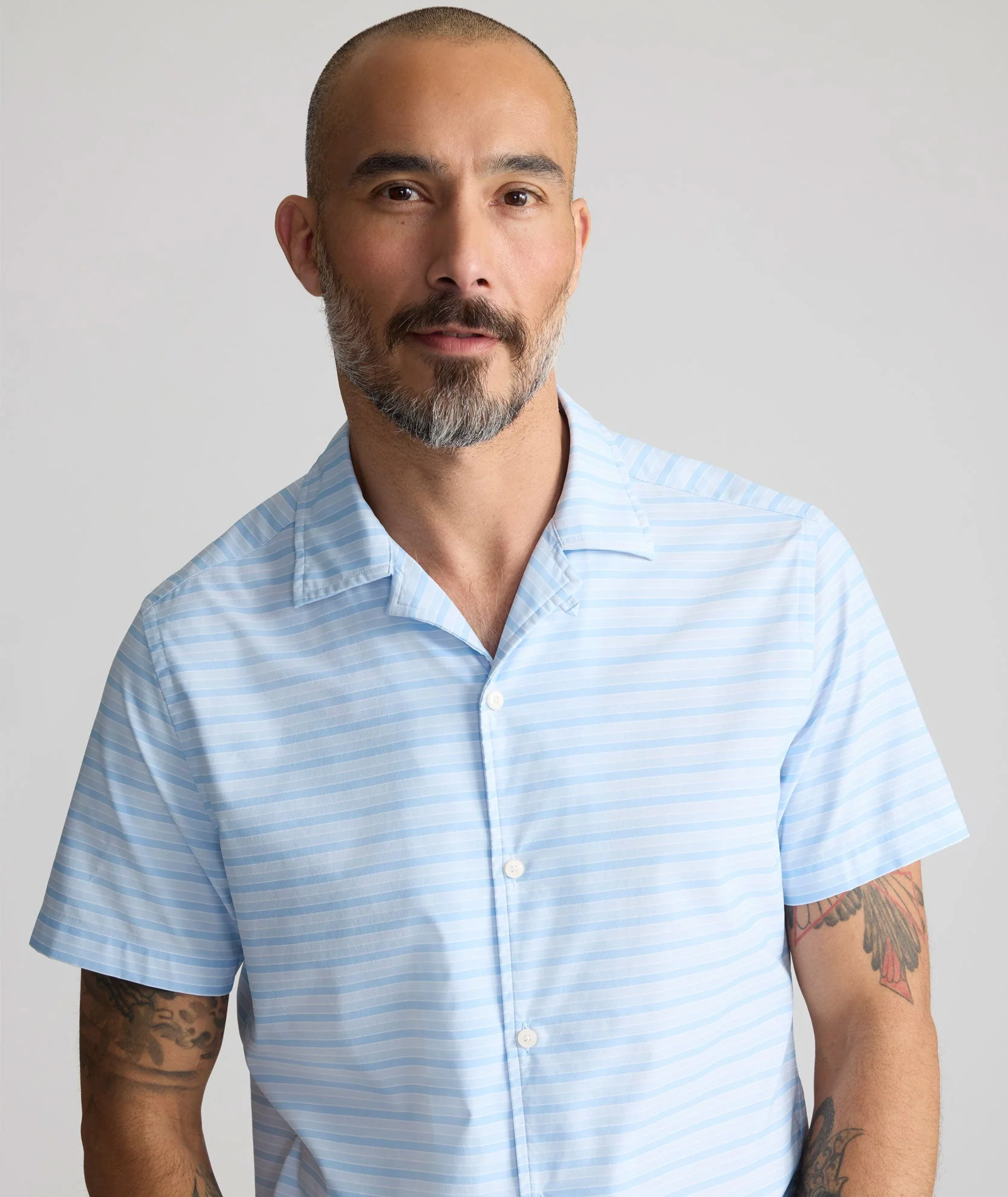 Camp Collar Short-Sleeve Stretch Nylon Shirt