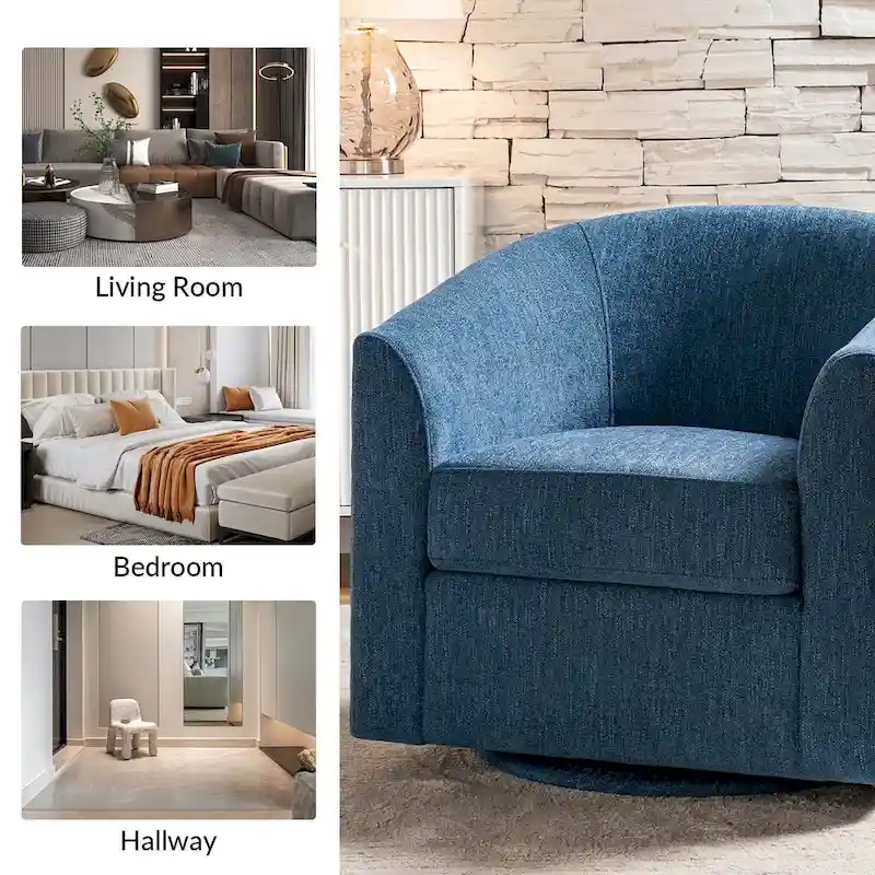 Cuenca Modern Upholstered Barrel Chair with Swivel Base Set of 2
