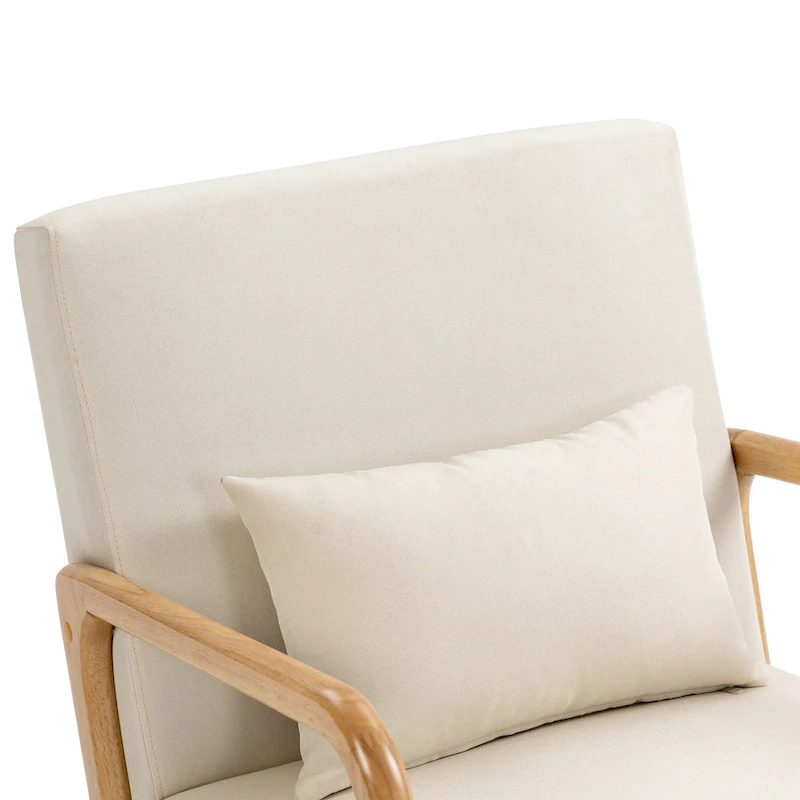 Mid Century Modern Upholstered Accent Chair with Pillow
