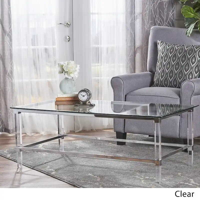 Modern Rectangle Glass Coffee Table 26L x 48W x 18H