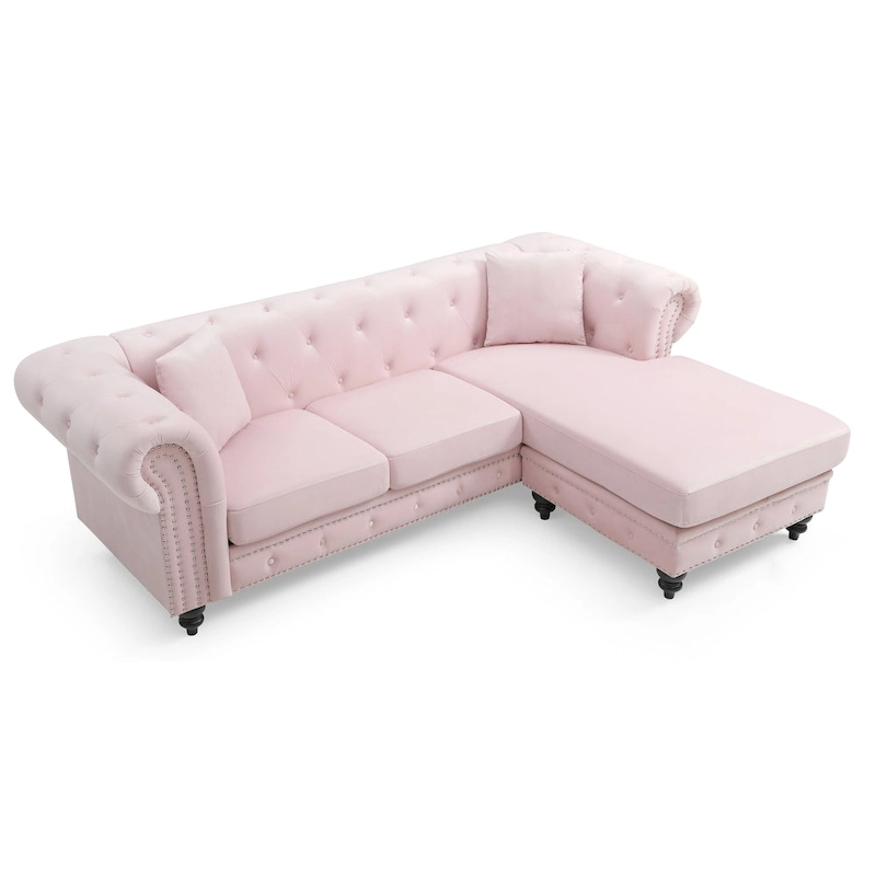Nola 98 in. 3-Seater Velvet Sofa with 2-Throw Pillow - 98L x 37W x 31H