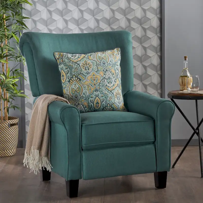 Roomfitters Manual Standard Recliner, Comfortable Lounge Chair for Living Room, Bedroom, Teal