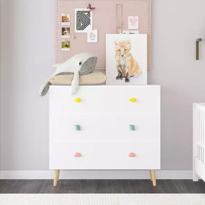 Kids 3 Drawer Dresser, Baby Nightstand for Bedroom, Storage Cabinet for Toddler Child for Living Room, Toddler Room