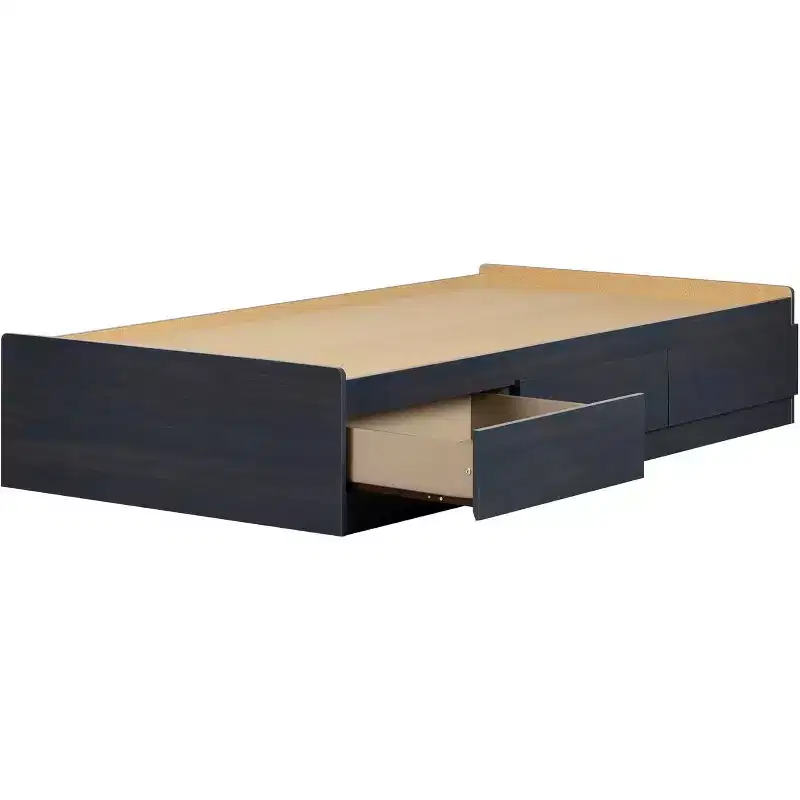 HomeStock 14.75 in.H Twin Size Blue with Storage Beds made of Particle Board Bed Frame