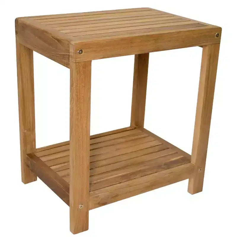 18 Natural Shower and Bath Spa Bench with Shelf