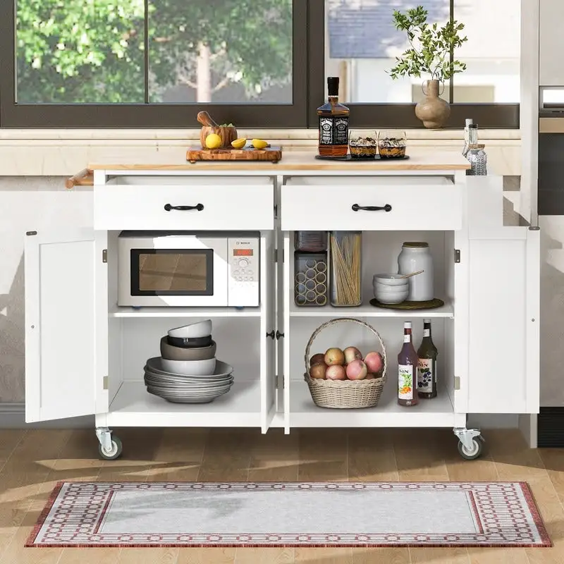 Kitchen Island Finish with Wood Top Kitchen Cart