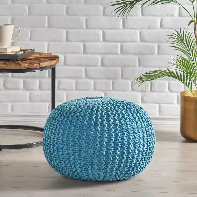 Christopher Knight Home Moro Modern Cotton Knit Round Pouf