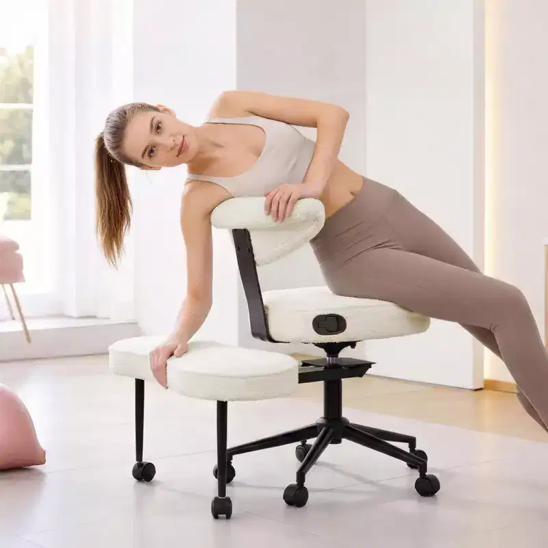 Ergonomic Cross Legged Office Chair with Lumbar Support, 360 Swivel Meditation Chair with Wheels