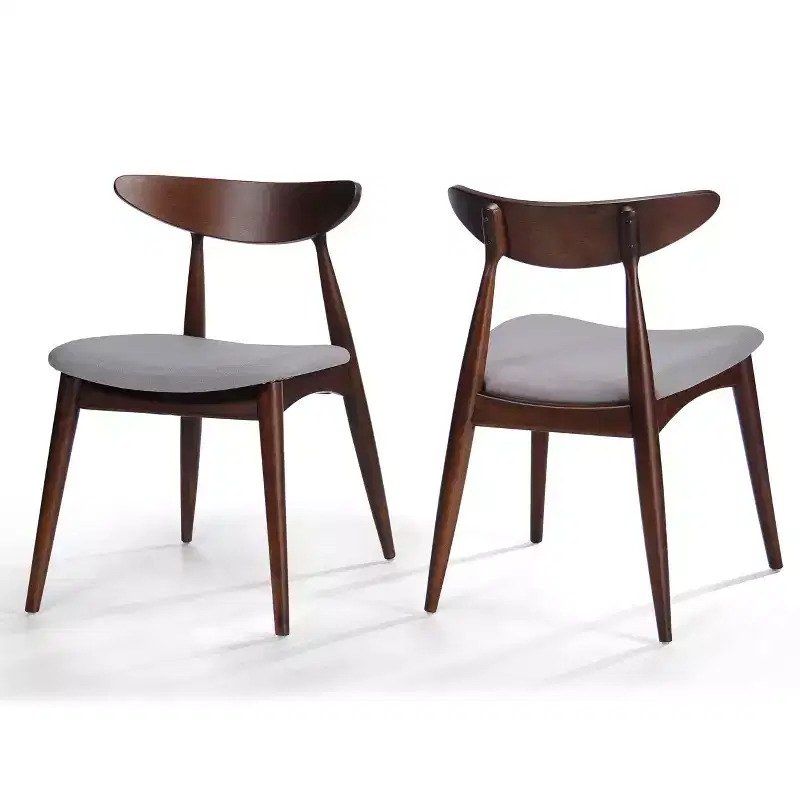 Set of 2 Barron Dining Chair Light Gray - Christopher Knight Home: Mid-Century, Upholstered, Rubberwood
