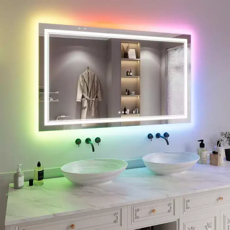 32*24in Bathroom Mirror,Waterproof Anti-Fog Vanity Mirror, 3 Color Temperatures,Dimmable , Touch Control Memory Function, Horizontal or Vertical Mount