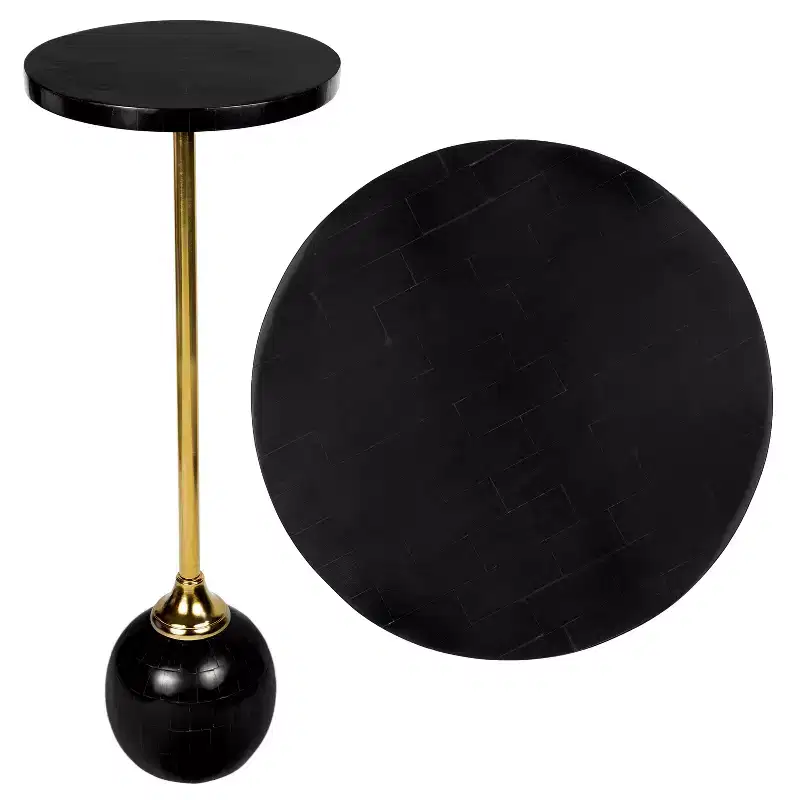 JONATHAN Y Evelyn 26 Modern Glam Metal/Resin Mosaic Top Pedestal Drink Table and Decorative End Table