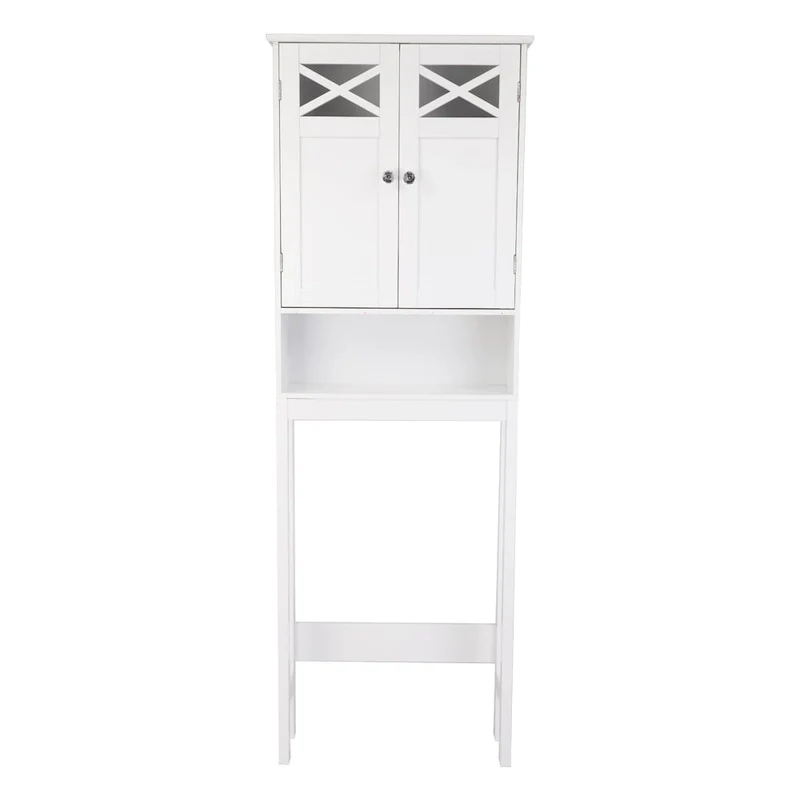 White Double Door MDF Bathroom Floor Cabinet – 1 Unit