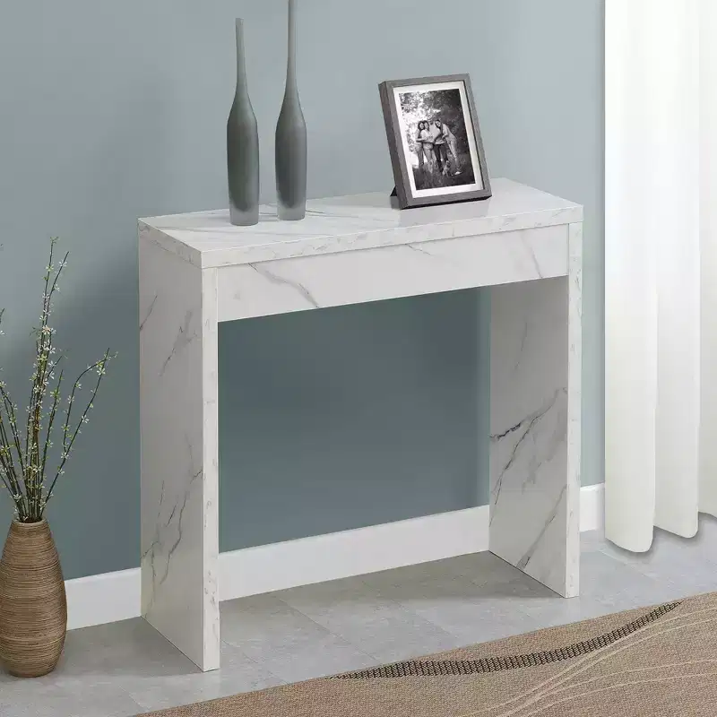Breighton Home Northfield Entryway Hall Table in White Faux Marble