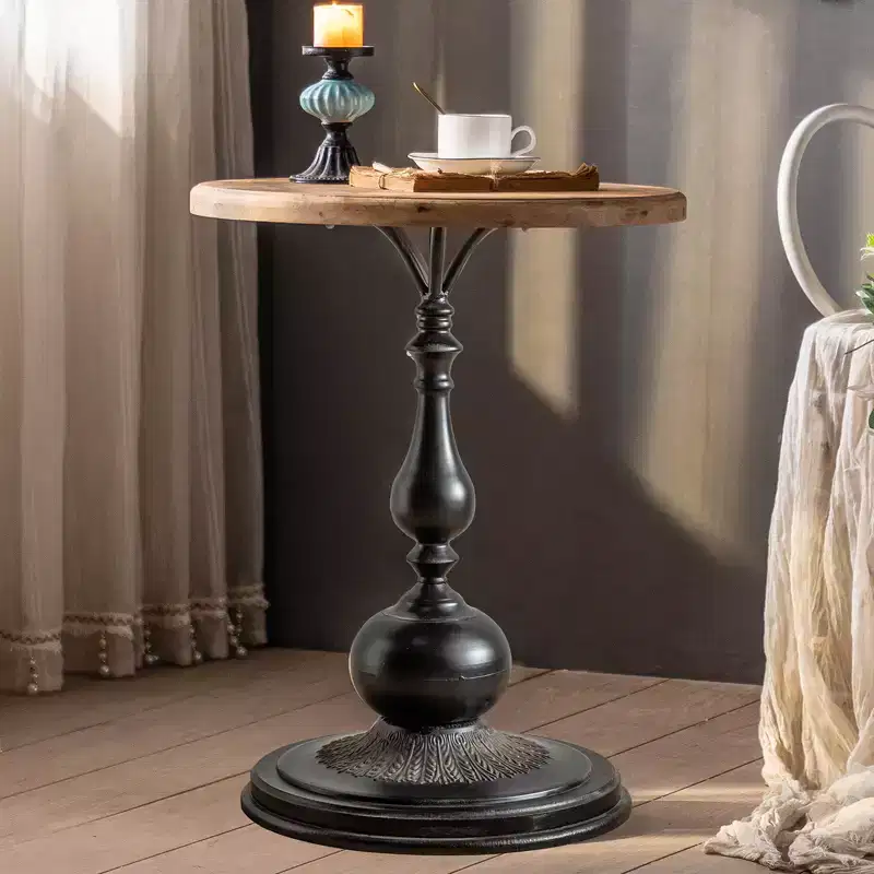 Maxax Black White Pedestal Side Table