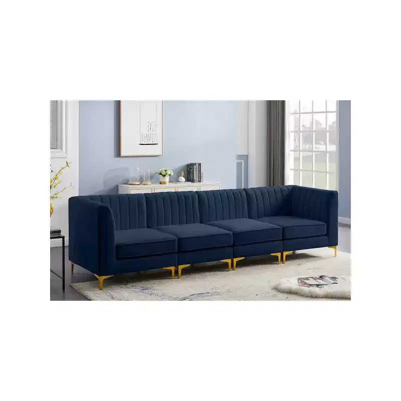 Meridian Furniture Alina Navy Velvet Modular Sofa