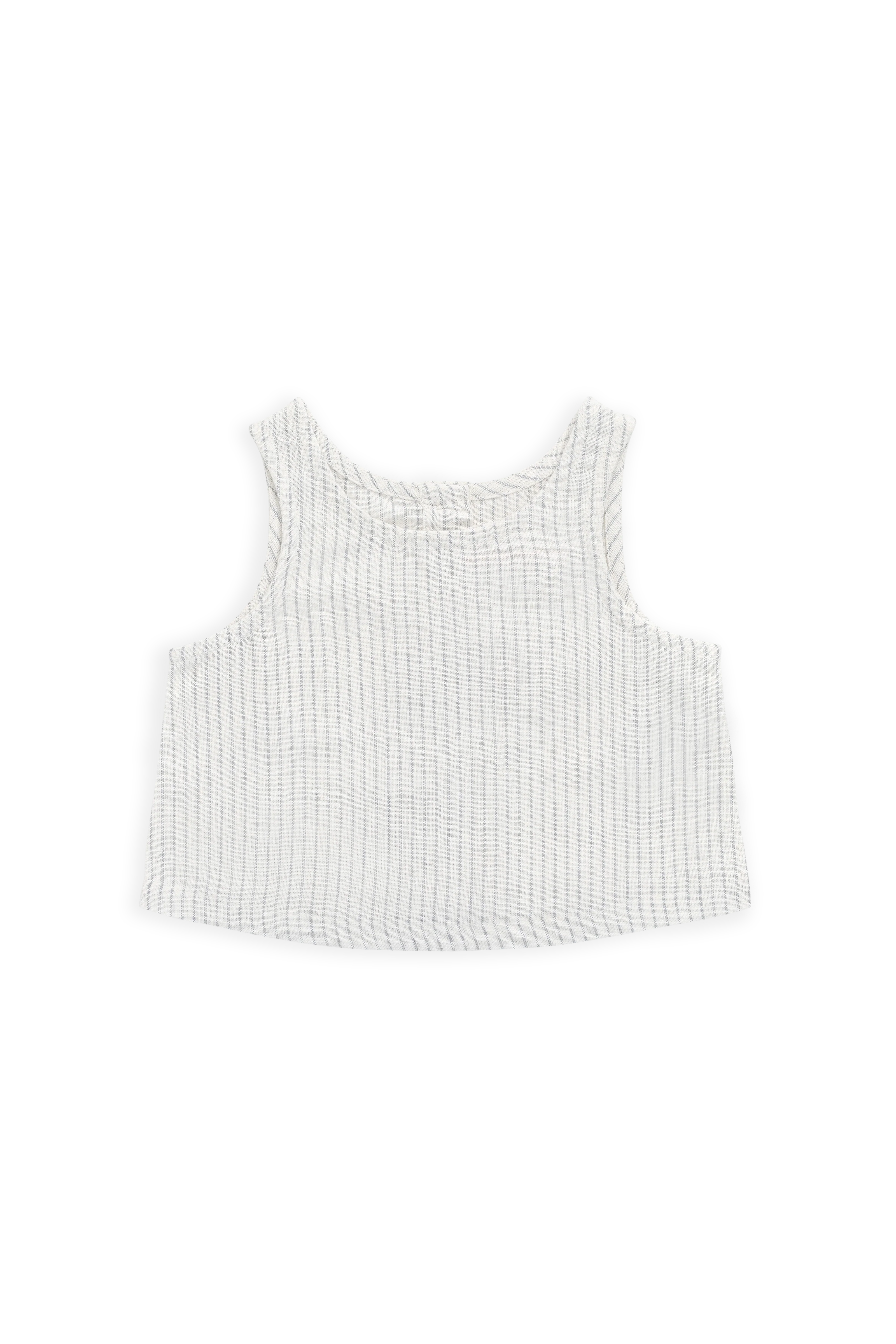 Delicate Parchment Mini Pinstripe Organic Cotton Sleeveless Top with Flared Hem & Button Back for Babies 0M–3Y