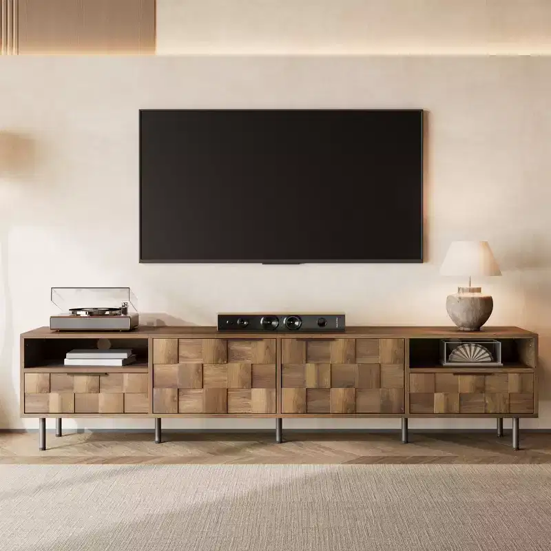 GDFStudio Amiri Mid Century Modern TV Stand with 2 Drawers and Cable Management
