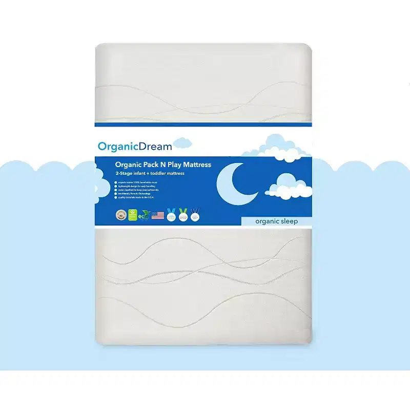 Pack & Play Mattress – 2-Stage Dual Firmness, Organic Cotton, Breathable, 38