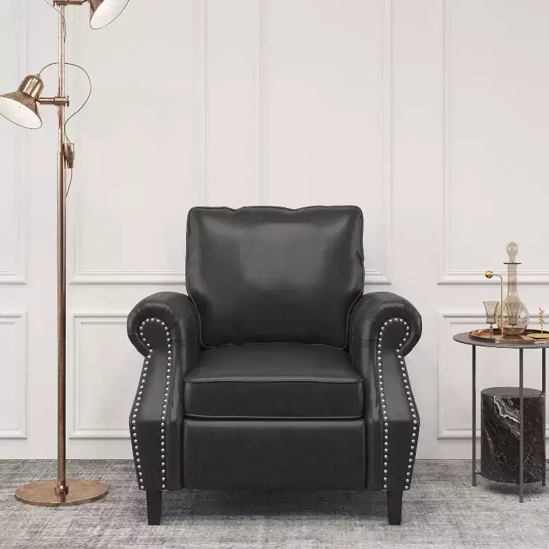 GDFStudio Dowd 36.50 Faux Leather Club Chair with Nailhead Trim
