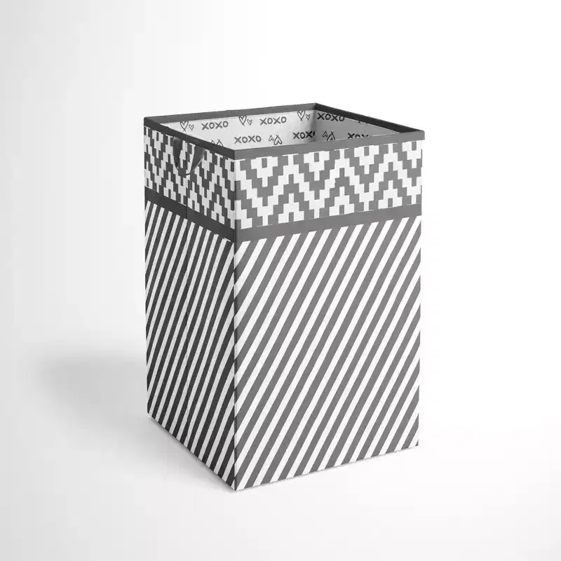 Diamond Gray/White Collapsible Laundry Hamper